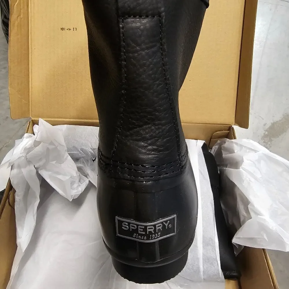 Sperry Size 11.5 M SALTWATER Black on Black Leather Duck Boots New Men's Shoes